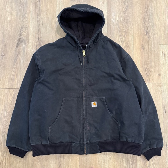 Vintage Carhartt Full Zip Quilted Lined Jacket J130 Hooded Men's Size 3X? - Picture 1 of 12